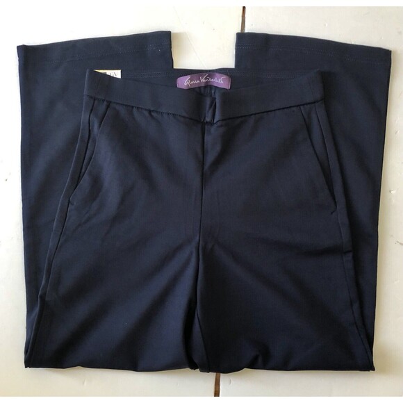 Gloria Vanderbilt Women's Ponte Pants Navy Knit Cropped Length Pullover Pockets - Picture 6 of 9